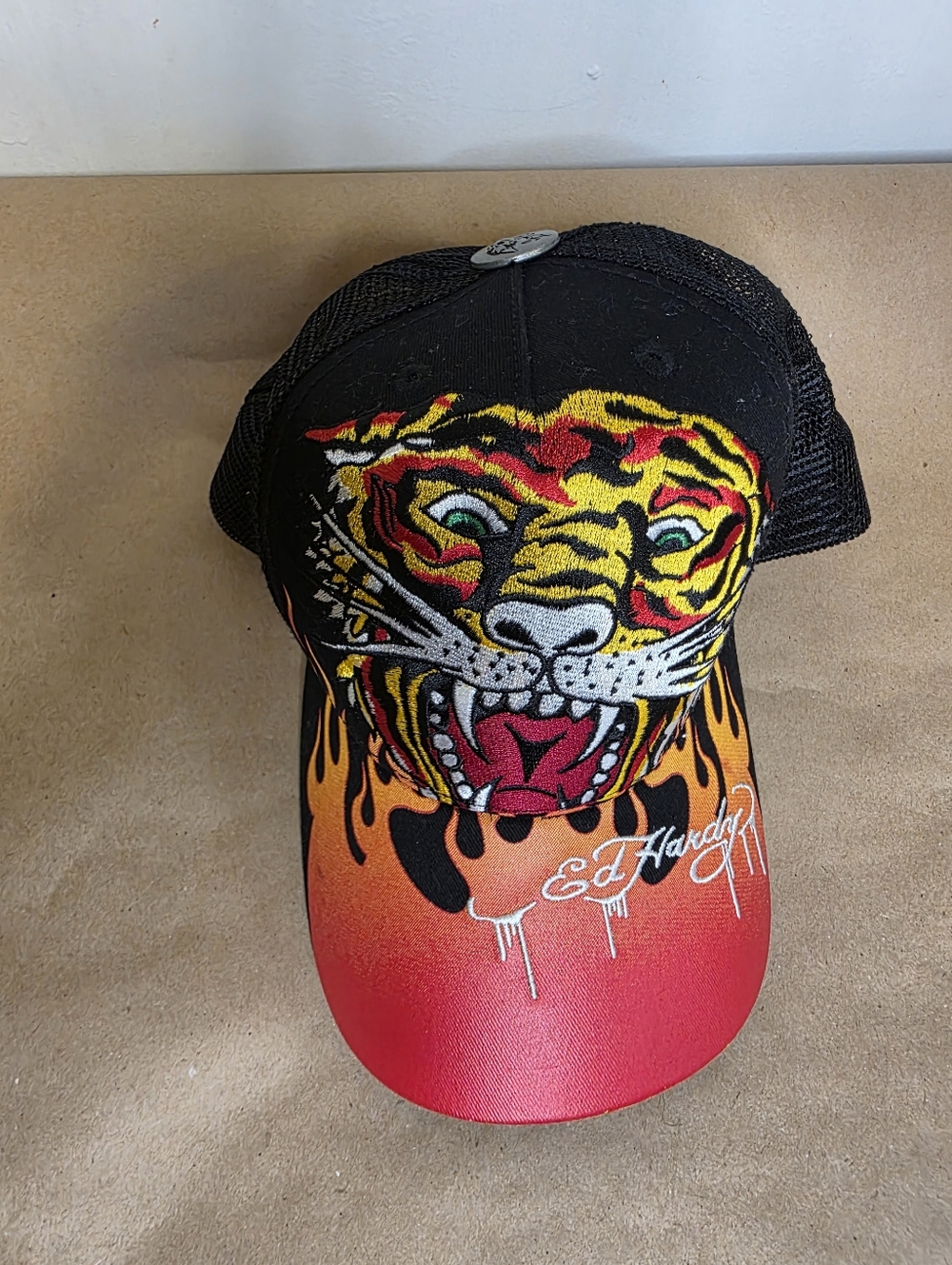 Ed Hardy 3d Unisex Graphic Hat Black And Red